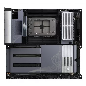 Placa base GIGABYTE TRX50 AI TOP-2B - CPU AMD Ryzen Threadripper PRO 7000, VRM digital 16+8+4 fases, hasta 5200 MHz DDR5, 4xPCIe 5.0 M.2, Wi-Fi 7, 10 GbE LAN, USB 4