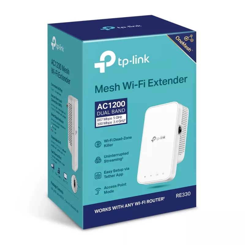 Repetidor de red TP-Link AC1200 Mesh Wi-Fi Extender