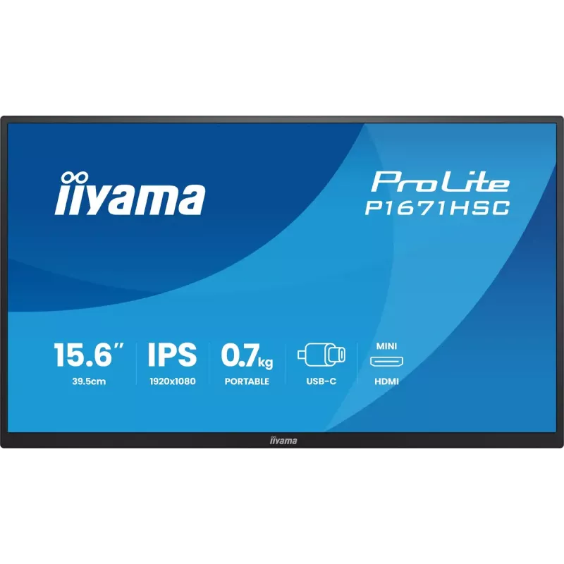 iiyama ProLite P1671HSC-B1 Monitor de ordenador 39,6 cm (15,6 inch) 1920 x 1080 píxeles Full HD LED Negro