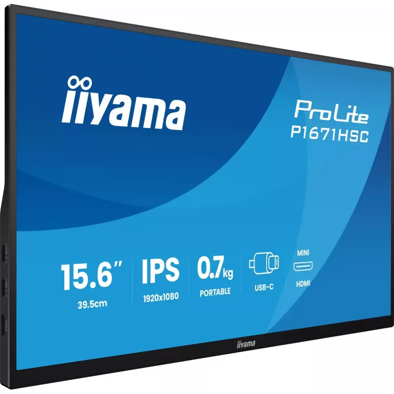 iiyama ProLite P1671HSC-B1 Monitor de ordenador 39,6 cm (15,6 inch) 1920 x 1080 píxeles Full HD LED Negro