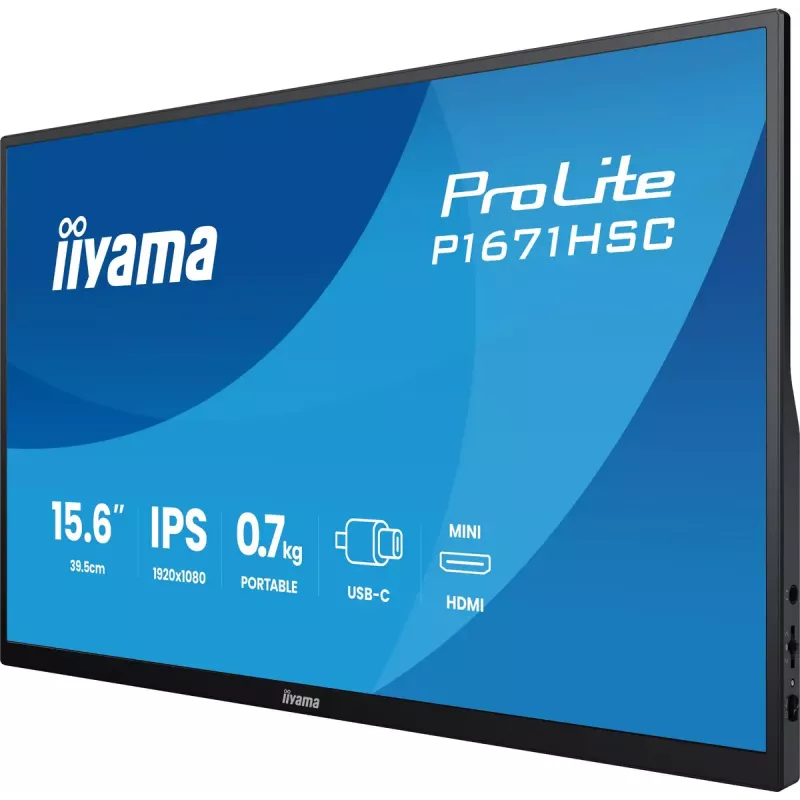 iiyama ProLite P1671HSC-B1 Monitor de ordenador 39,6 cm (15,6 inch) 1920 x 1080 píxeles Full HD LED Negro
