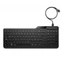 HP 405 Teclado cableado retroiluminado multidispositivo, Tamaño completo (100%), Cableado, USB, Membrana, Negro