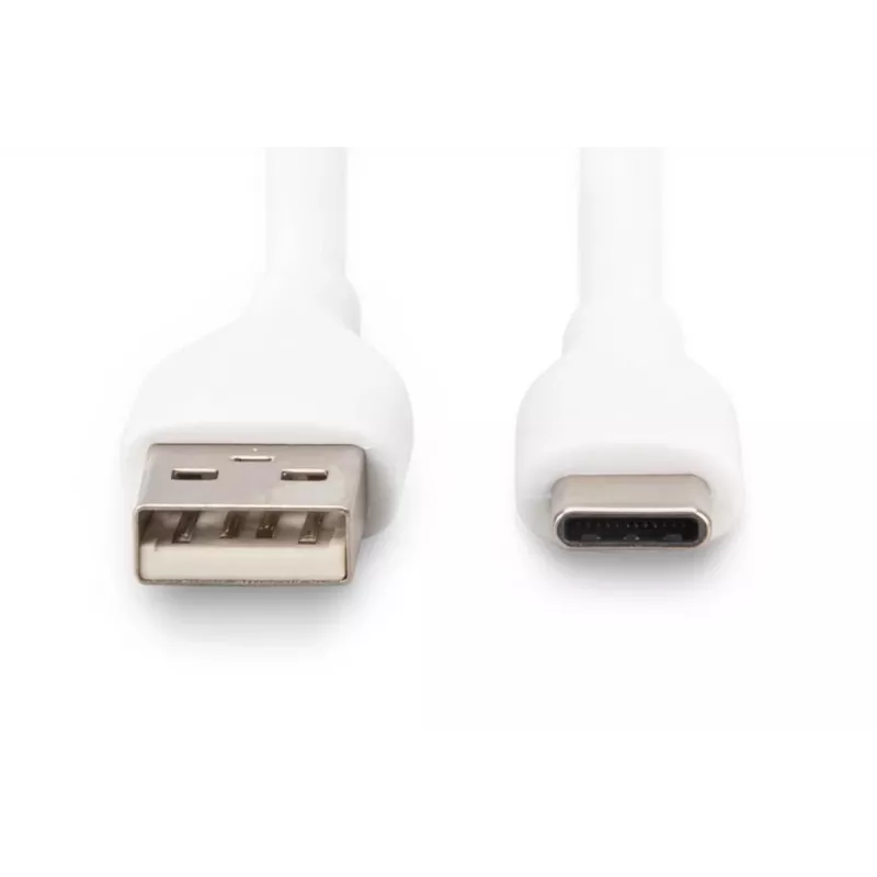 DIGITUS Cable de carga de silicona USB-C USB-A - USB-C USB 2.0 60W - 2m Blanco