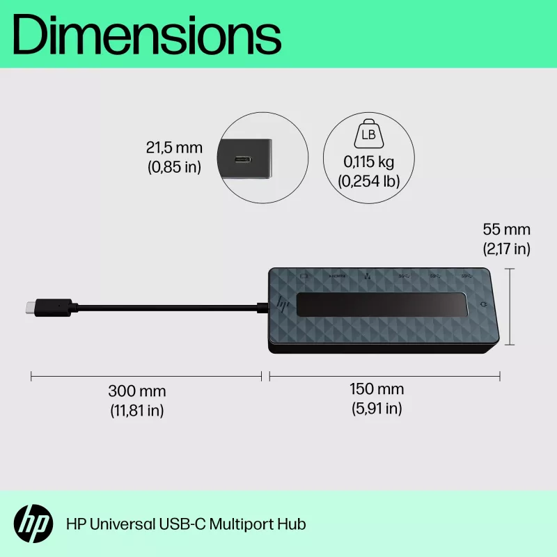 HP Universal USB-C Multiport Hub USB 3.2 Gen 1 Type-C Negro