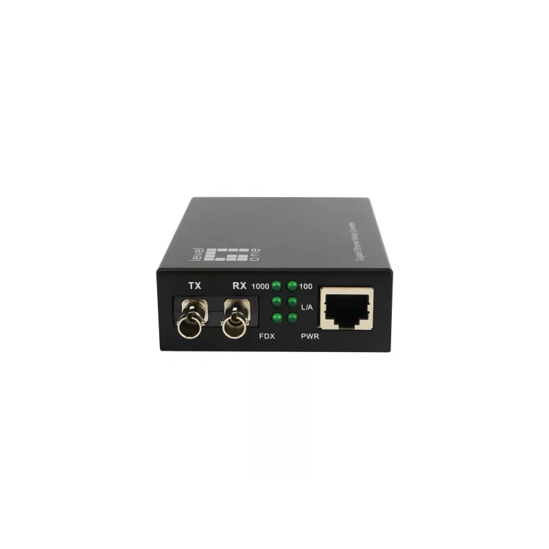 LevelOne convertidor de medios RJ45 a ST Gigabit, fibra monomodo, 1310nm, 20km
