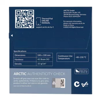 ARCTIC TP-3 Premium Performance almohadilla térmica 100 x 100 mm, 1,5 mm