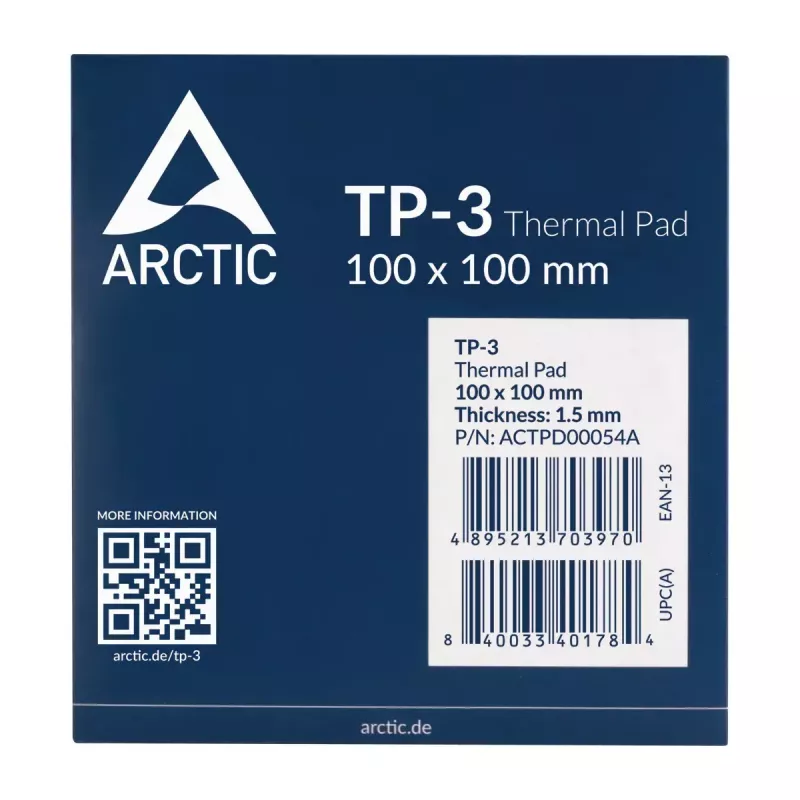 ARCTIC TP-3 Premium Performance almohadilla térmica 100 x 100 mm, 1,5 mm