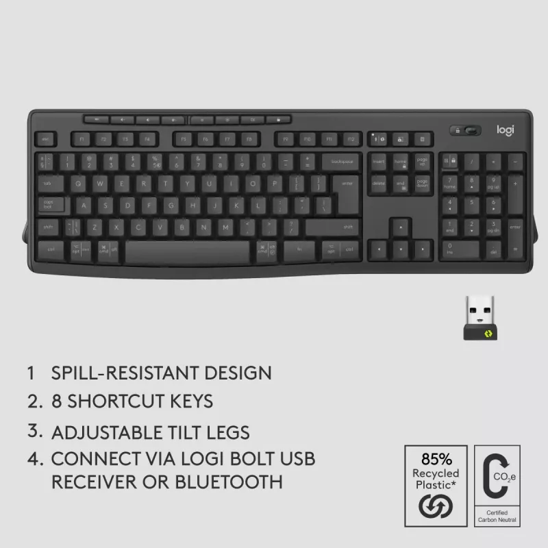 Logitech MK370 Combo for Business – Teclado y ratón inalámbricos de tamaño completo