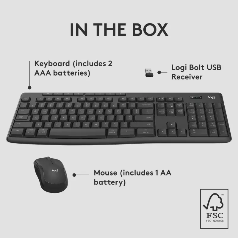 Logitech MK370 Combo for Business – Teclado y ratón inalámbricos de tamaño completo