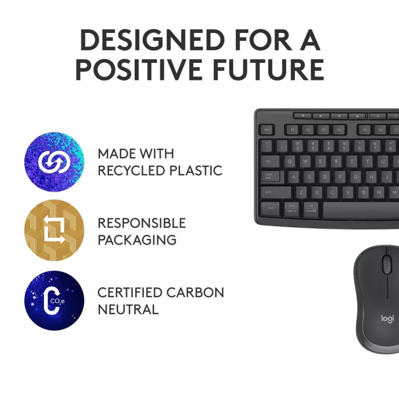 Logitech MK370 Combo for Business – Teclado y ratón inalámbricos de tamaño completo