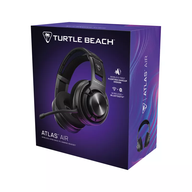 Turtle Beach Atlas Air auriculares gaming inalámbricos open-back para PC con audio de alta fidelidad de 24 bits, micrófono broadcast, auricular flotante, almohadillas de espuma viscoelástica y Bluetooth para PC