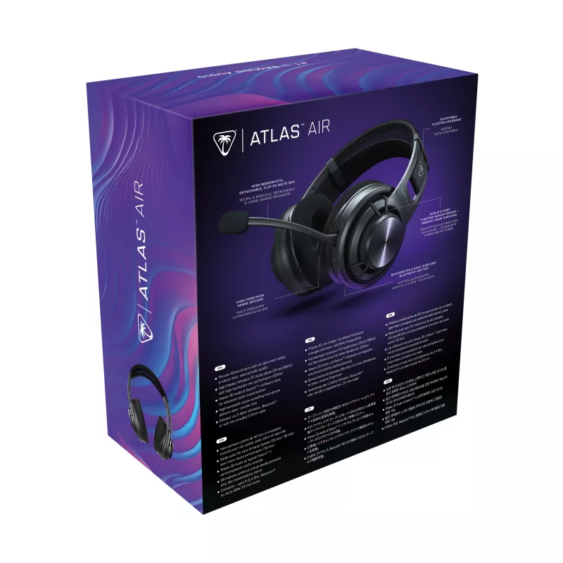 Turtle Beach Atlas Air auriculares gaming inalámbricos open-back para PC con audio de alta fidelidad de 24 bits, micrófono broadcast, auricular flotante, almohadillas de espuma viscoelástica y Bluetooth para PC