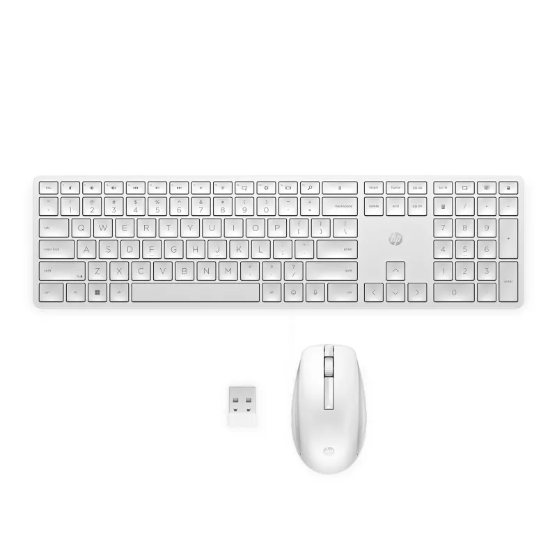 Conjunto de teclado y ratón inalámbricos HP 655 Tamaño completo Blanco