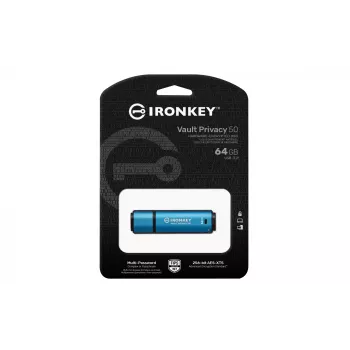 Kingston Technology IronKey 64GB Vault Privacy 50 cifrado AES-256, FIPS 197
