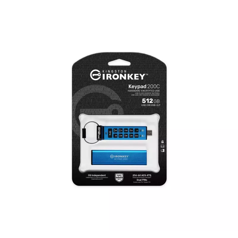 MEMORIA USB 512GB Kingston IronKey Keypad 200C AES-256 USB-C retail