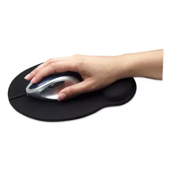 Manhattan Reposamuñecas con gel y alfombrilla de ratón, negro, 241 × 203 × 40 mm, base antideslizante, garantía de por vida, envase de venta al público