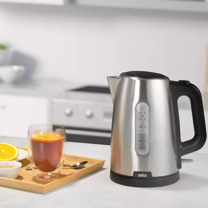Braun PurShine WK102AI-WK1500BK Hervidor 1,7 L 2200 W Negro, Acero inoxidable