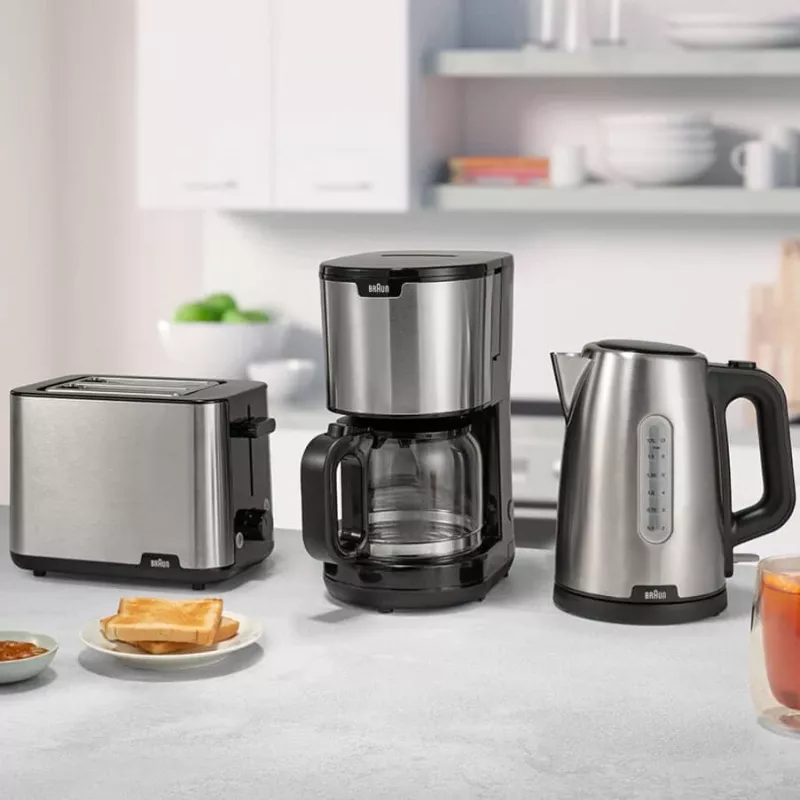 Braun PurShine WK102AI-WK1500BK Hervidor 1,7 L 2200 W Negro, Acero inoxidable