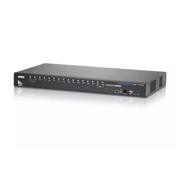 ATEN CS17916-AT-G conmutador KVM USB HDMI de 16 puertos con audio, hub USB 2.0 de 2 puertos, 1920x1200@60Hz, en cascada hasta 256 ordenadores, negro