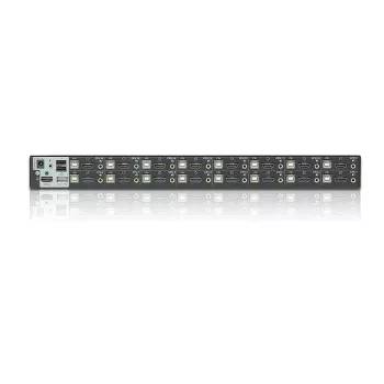 ATEN CS17916-AT-G conmutador KVM USB HDMI de 16 puertos con audio, hub USB 2.0 de 2 puertos, 1920x1200@60Hz, en cascada hasta 256 ordenadores, negro