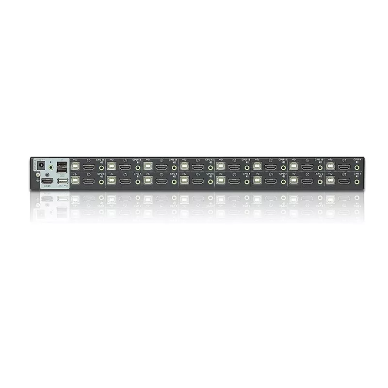 ATEN CS17916-AT-G conmutador KVM USB HDMI de 16 puertos con audio, hub USB 2.0 de 2 puertos, 1920x1200@60Hz, en cascada hasta 256 ordenadores, negro