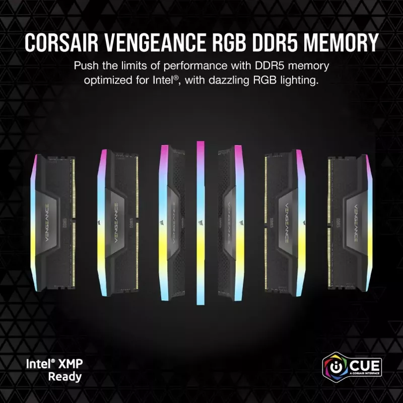 CORSAIR Memoria RAM 32 GB DDR5 (2x16 GB) DRAM 7000 MT/s CL34 Kit de memoria Vengeance RGB Negro