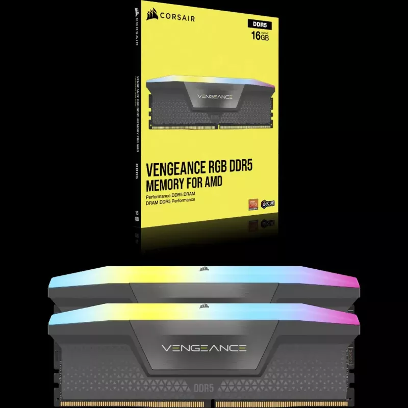 Corsair Vengeance RGB, DDR5-5200, CL40, AMD EXPO - 32 GB Dual-Kit, Gris