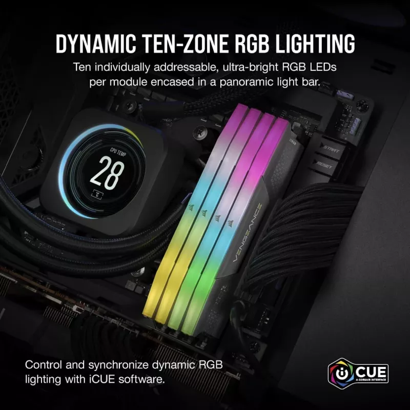 Memoria CORSAIR 64GB (2x32GB) DDR5 DRAM 5200MT/s CL40 AMD EXPO & Intel XMP Kit de memoria Vengeance RGB