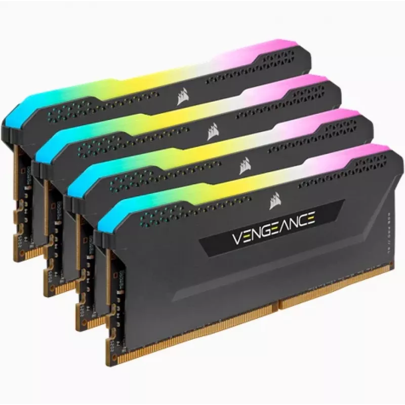 Memoria RAM CORSAIR 64GB DDR4 (4 x 16GB) DRAM 3200MHz C16 Kit de memoria Vengeance RGB Pro SL Negro