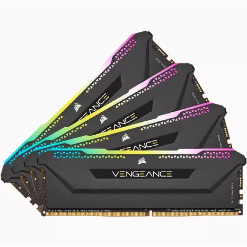 Memoria RAM CORSAIR 64GB DDR4 (4 x 16GB) DRAM 3200MHz C16 Kit de memoria Vengeance RGB Pro SL Negro