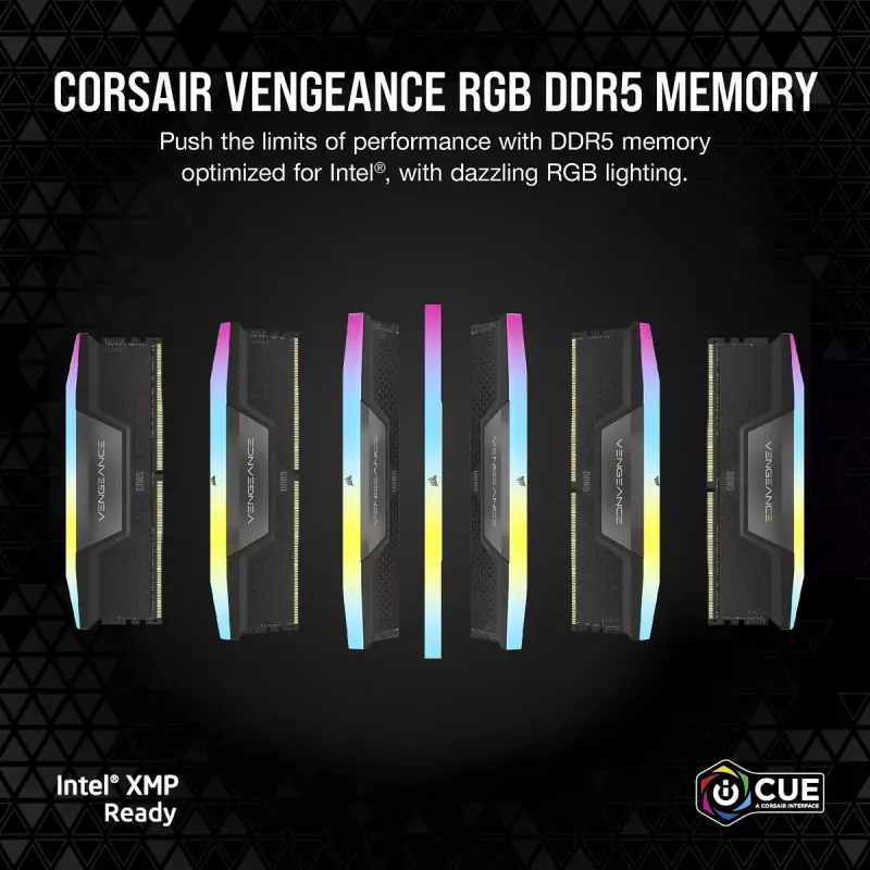DIMM 128 GB DDR5-5600 (4x 32 GB) Quad-Kit, memoria RAM negra, CMH128GX5M4B5600C40, Vengeance RGB, INTEL XMP