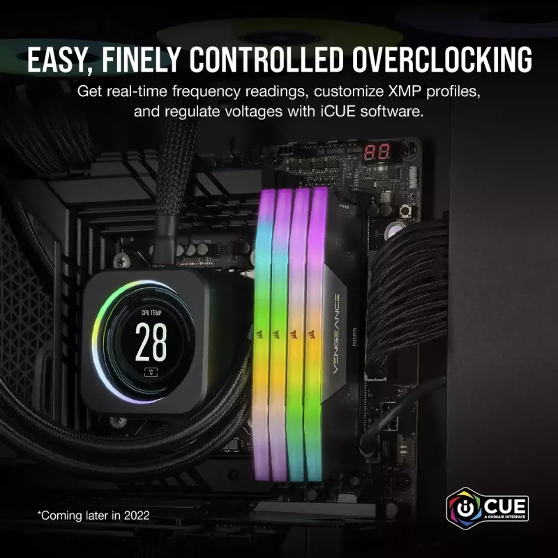 DIMM 128 GB DDR5-5600 (4x 32 GB) Quad-Kit, memoria RAM negra, CMH128GX5M4B5600C40, Vengeance RGB, INTEL XMP