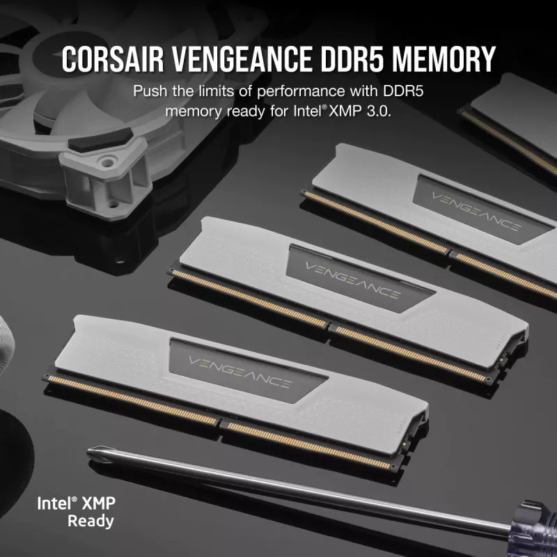Corsair Vengeance CMK64GX5M2B6000Z30W, 64 GB, 2 x 32 GB, DDR5, 6000 MHz, DIMM de 288 contactos