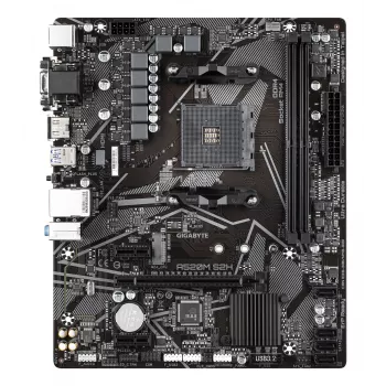 Placa base GIGABYTE A520M S2H - Compatible con CPUs AMD Ryzen 5000 Serie AM4, VRM Pure Digital 4+3 fases, hasta 5100MHz DDR4 (OC), PCIe 3.0 x4 M.2, GbE LAN, USB 3.2 Gen 1