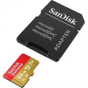 WESTERN DIGITAL Extreme microSDXC 64GB adaptador SD cámaras de acción y drones 170MB/s 80MB/s A2 C10 V30 UHS-I U3