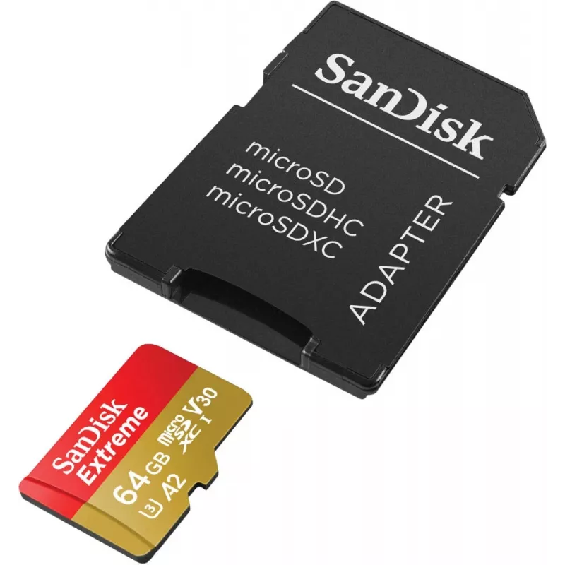 WESTERN DIGITAL Extreme microSDXC 64GB adaptador SD cámaras de acción y drones 170MB/s 80MB/s A2 C10 V30 UHS-I U3