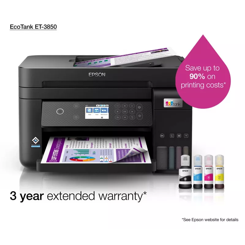 Epson EcoTank ET-3850 Inyección de tinta A4 4800 x 1200 DPI 33 ppm Wi-Fi