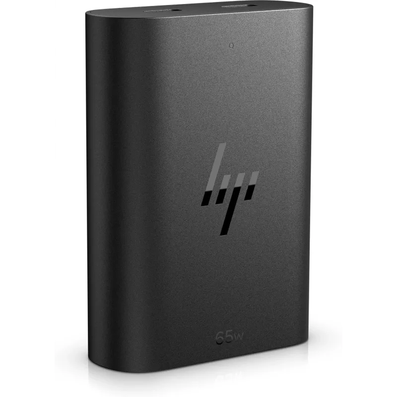 HP 600Q7AA cargador GaN USB-C de 65 W para portátil, 2 × USB-C, 20 V, negro