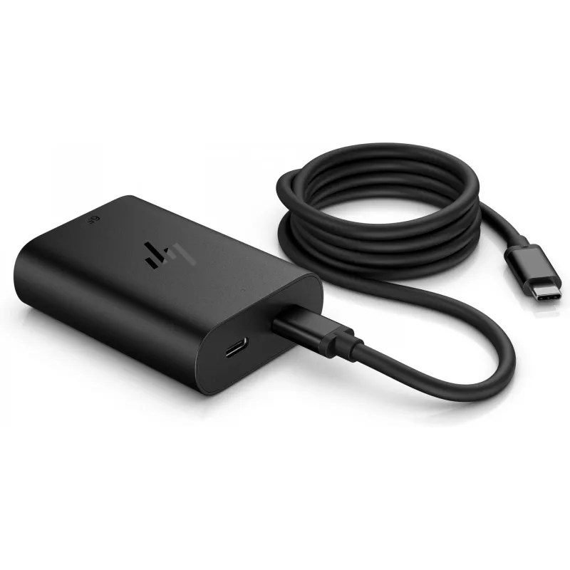 HP 600Q7AA cargador GaN USB-C de 65 W para portátil, 2 × USB-C, 20 V, negro