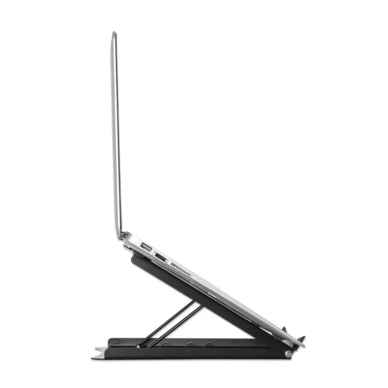 Soporte para portátil y tablet Manhattan, ajustable (5 posiciones), apto para todas las tablets y portátiles hasta 15,6 pulgadas, portátil y ligero, acero, negro, garantía de por vida