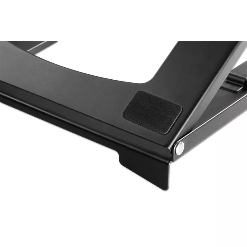 Soporte para portátil y tablet Manhattan, ajustable (5 posiciones), apto para todas las tablets y portátiles hasta 15,6 pulgadas, portátil y ligero, acero, negro, garantía de por vida