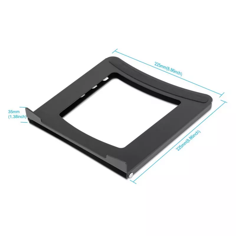 Soporte para portátil y tablet Manhattan, ajustable (5 posiciones), apto para todas las tablets y portátiles hasta 15,6 pulgadas, portátil y ligero, acero, negro, garantía de por vida
