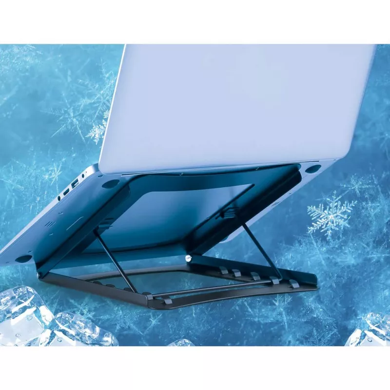 Soporte para portátil y tablet Manhattan, ajustable (5 posiciones), apto para todas las tablets y portátiles hasta 15,6 pulgadas, portátil y ligero, acero, negro, garantía de por vida