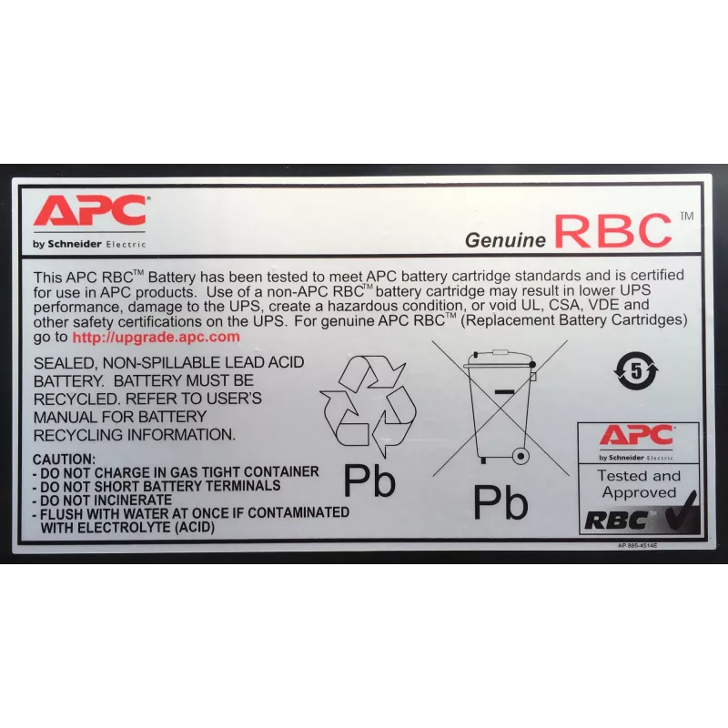 Batería de repuesto APC RBC33 (OEM), Plomo-ácido (VRLA), 5,33 kg, 149 x 64 x 197 mm, 0 - 40 °C, 0 - 40 °C, 0 - 95%