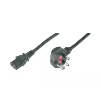 Cable de alimentación DIGITUS conector UK 90° en ángulo - C13 M/H 2m H05VV-F3G 1.00 qmm fusible 5A negro