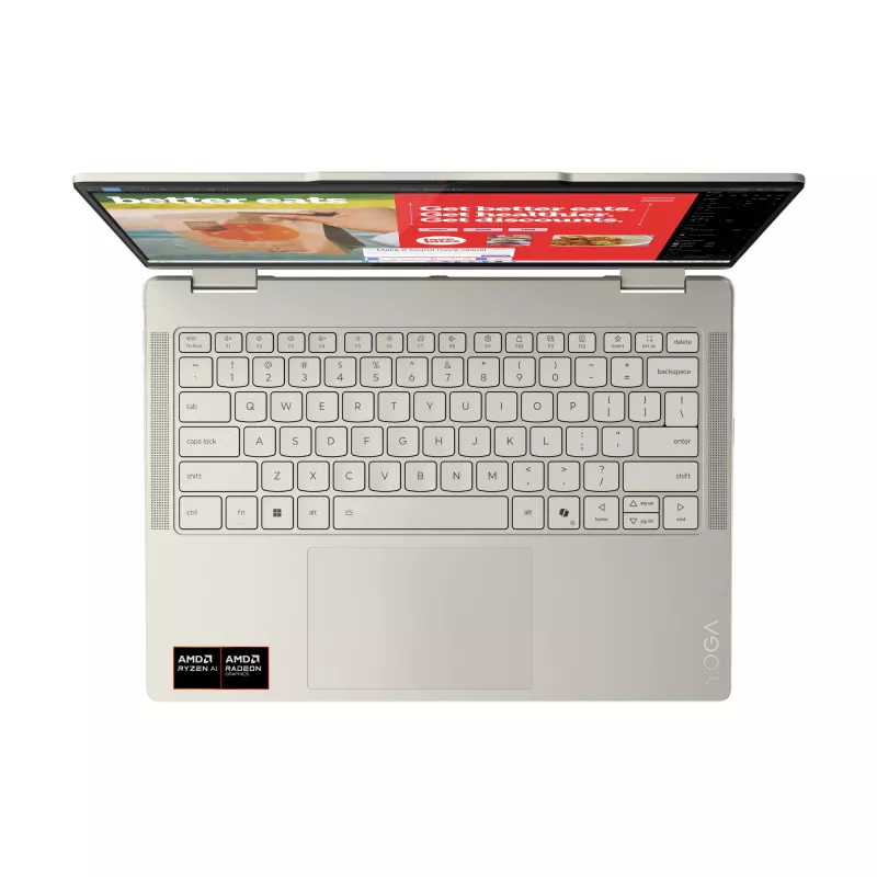 Lenovo Yoga 7 2-in-1 14AKP10 Copilot+ PC AMD Ryzen™ AI 7 350 Híbrido (2-in-1) 35,6 cm (14 inch) Pantalla táctil 2.8K 16 GB LPDDR5x-SDRAM 1 TB SSD Wi-Fi 7 (802.11be) Windows 11 Home Alemán Gris