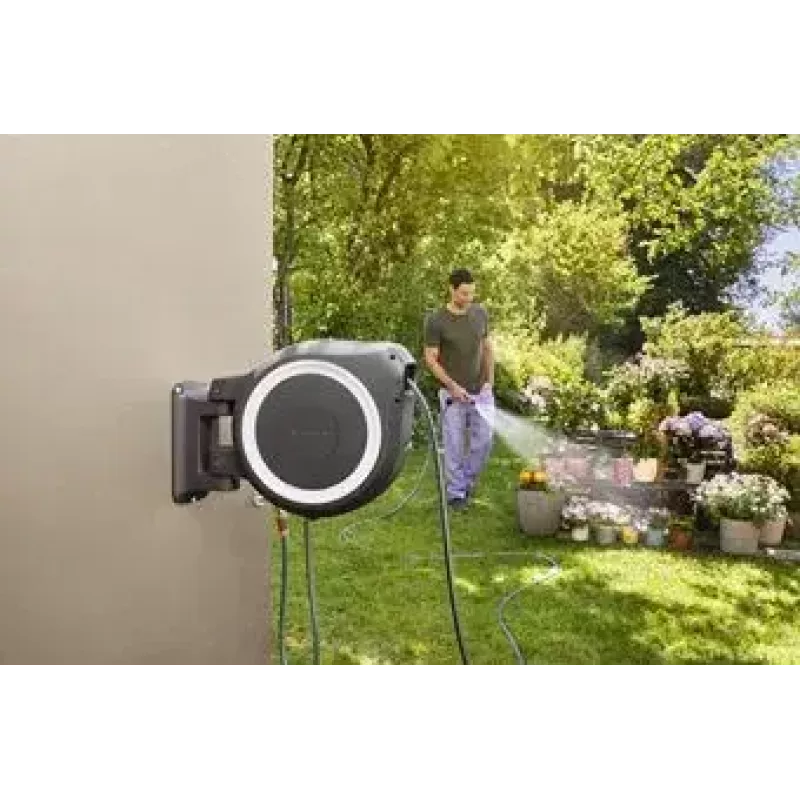 Manguera enrollable de pared Gardena RollUp Automatic negro gris
