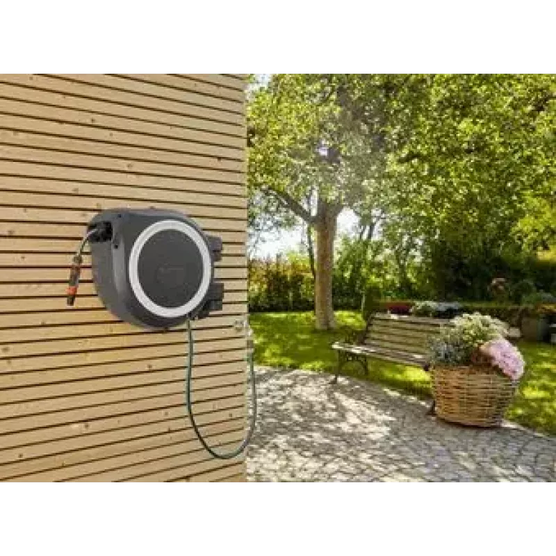 Manguera enrollable de pared Gardena RollUp Automatic negro gris