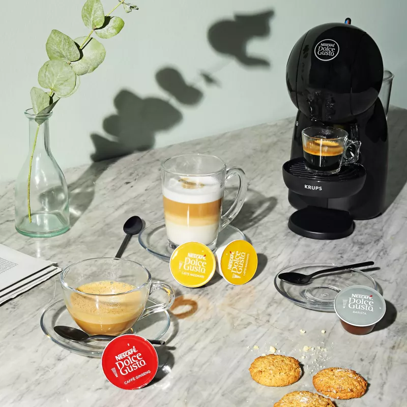 Cafetera espresso KRUPS Piccolo XS KP1A3B, depósito de agua de 0,8 l, cápsulas Dolce Gusto, 1600 W, encimera, negro