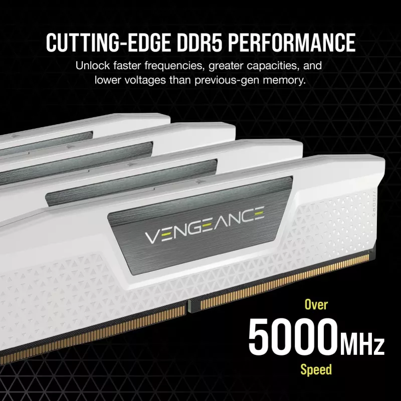 Memoria CORSAIR 32GB (2x16GB) DDR5 DRAM 6000MT/s CL36 AMD Expo e Intel XMP Kit de memoria Vengeance Blanco